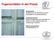 Fugenschäden in der Praxis: Rissbildung in der Beschichtung einer Bauteilfuge im Porenbetonbereich 