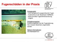 Fugenschäden in der Praxis: nicht fachgerecht ausgeschäumte Fugen / Ausbrüche an der Baukörper-Haftfläche / keine korrekte Fugendimensionierung möglich 