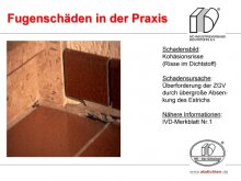 Fugenschäden in der Praxis: Kohäsionsrisse (Risse im Dichtstoff) 