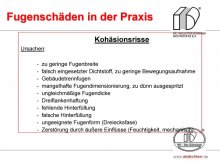 Fugenschäden in der Praxis: Ursachen Kohäsionsrisse 